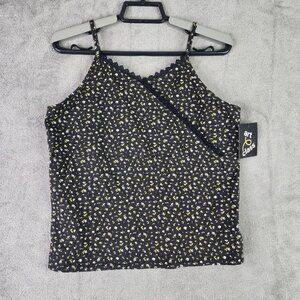 Girls Black Floral Sleeveless Tank Top Art Class Size XL (14-16)